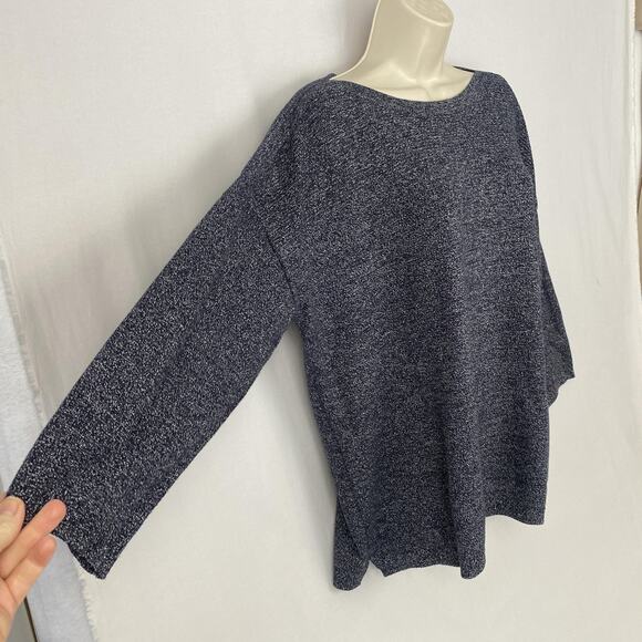 Talbots Sweater Womens 2X Petite Blue Marled Button Shoulder Boat Neck 2XP - Picture 3 of 11